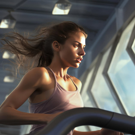 Young sporty girl working out in the gymの素材