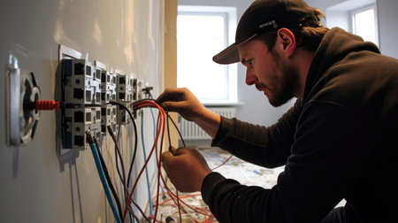 Electrician who installs electrical equipmentの素材