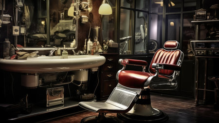 The interior of a classic barbershopの素材