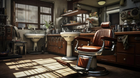 The interior of a classic barbershopの素材
