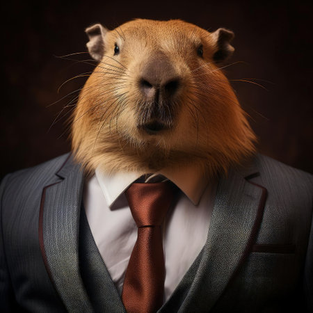 Capybara in suit and tieの素材