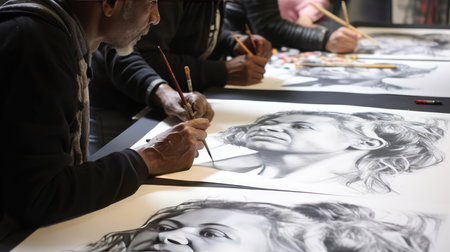 Man drawing a sketch with pencilの素材