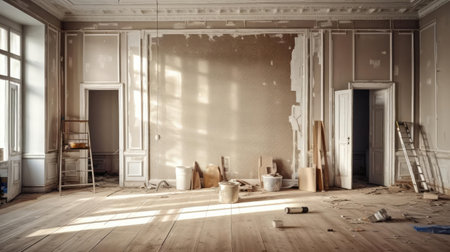 Room interior in need of renovationの素材