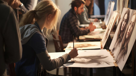 Man drawing a sketch with pencilの素材