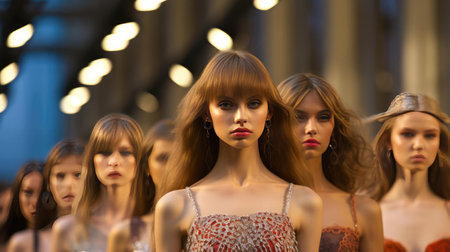 Models at the fashion showの素材