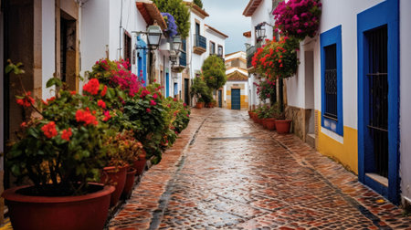 A narrow street in the old townの素材