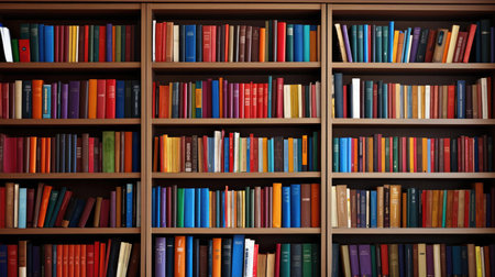 Bookcase with lots of booksの素材
