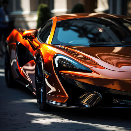 Close-up photo of a supercarの素材