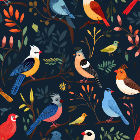 Pattern of drawn birdsの素材