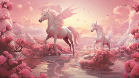 White unicorn with wingsの素材