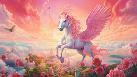 White unicorn with wingsの素材