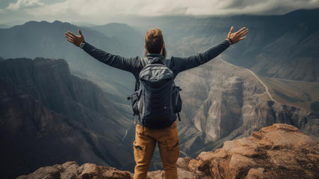 The man at the top of the mountainの素材