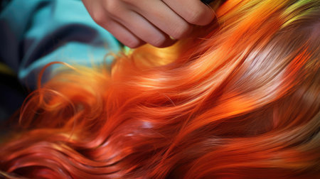 Creating a hairstyle for a girl with long hairの素材