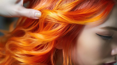 Creating a hairstyle for a girl with long hairの素材