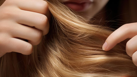 Creating a hairstyle for a girl with long hairの素材