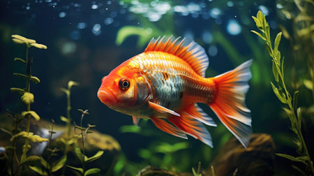 Close-up, fish in an aquariumの素材
