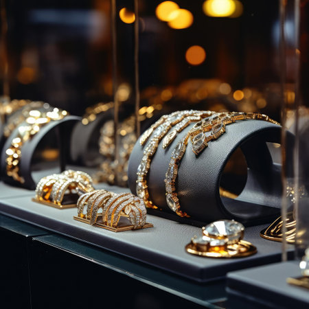 Beautiful jewelry on displayの素材