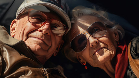 Retirement age couple having a good timeの素材