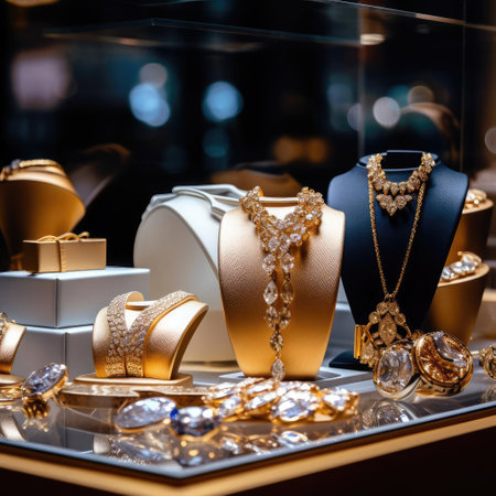 Beautiful jewelry on displayの素材