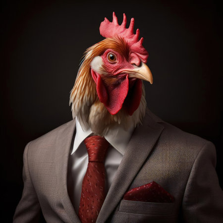 Rooster in suit and tieの素材