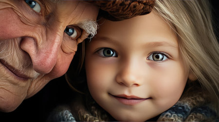 A grandparent with a grandchildの素材