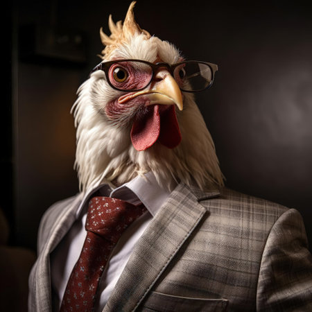 Rooster in suit and tieの素材