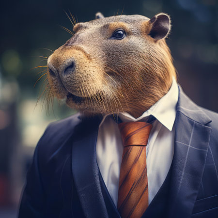 Capybara in suit and tieの素材