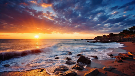 Beautiful sunset on the beachの素材