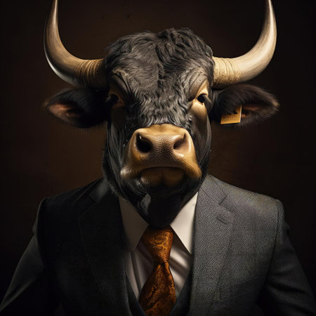 Bull in suit and tieの素材