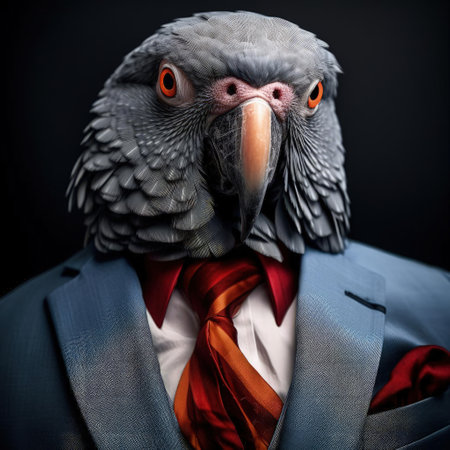 Parrot in suit and tieの素材