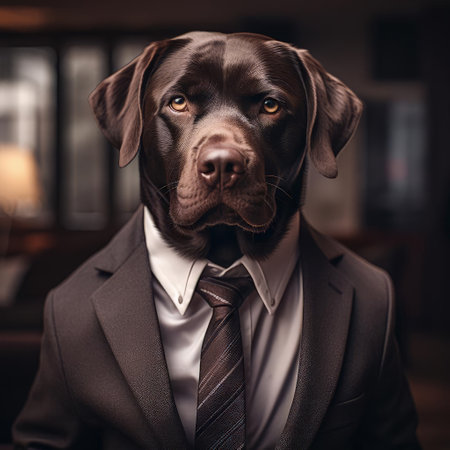 Dog in suit with tieの素材