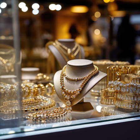 Beautiful jewelry on displayの素材