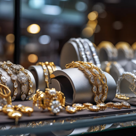 Beautiful jewelry on displayの素材