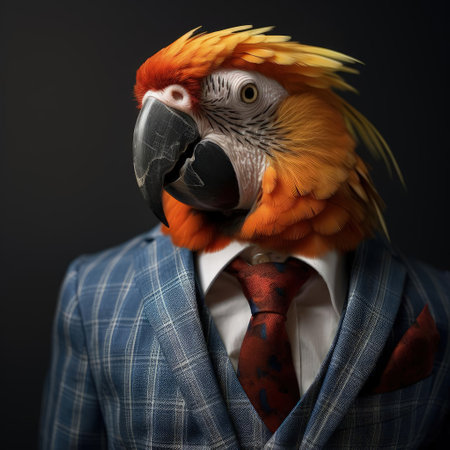 Parrot in suit and tieの素材