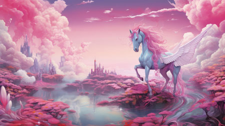 White unicorn with wingsの素材