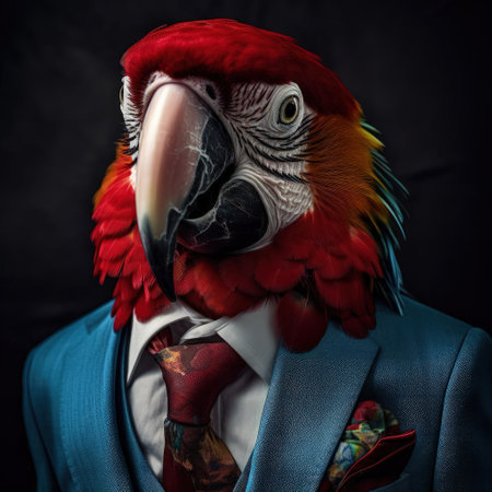 Parrot in suit and tieの素材