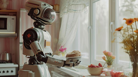 Robot helper helps in the kitchenの素材
