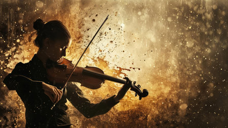 Man playing classical violinの素材