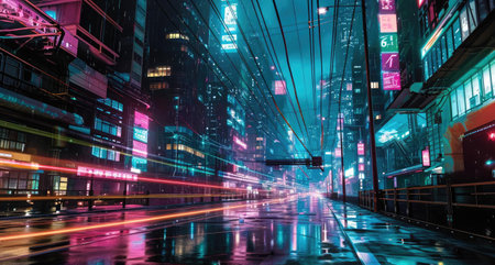 Luminous Night City with Virtual Elementsの素材