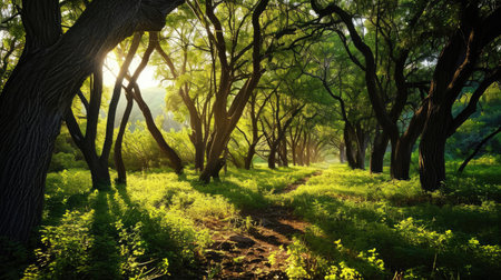 Beautiful forest and shades of treesの素材