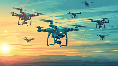 Unmanned aerial vehicle delivers goodsの素材