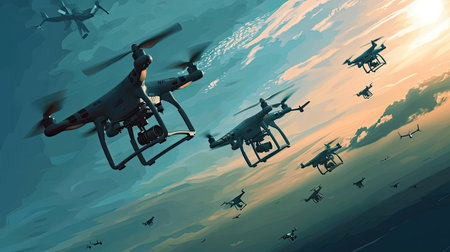 Unmanned aerial vehicle delivers goodsの素材