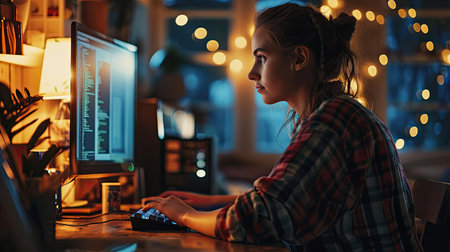 Illustration of a geek at workの素材