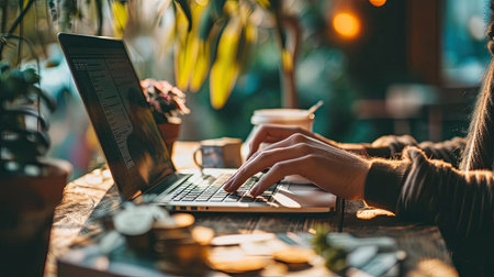 Computer on the Table and Moneyの素材