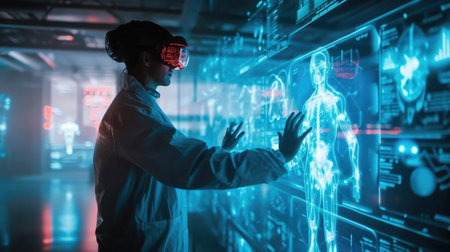 A man and a hologram of a manの素材