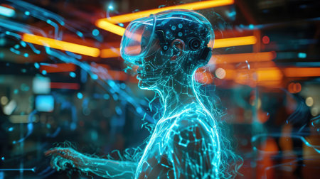 A man and a hologram of a manの素材