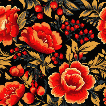 Flowers in the style of Khokhlomaの素材