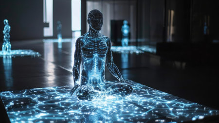 A man and a hologram of a manの素材