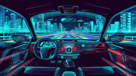 Bright luminous interior of a modern carの素材