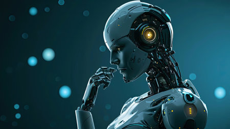 Illustration of a robot helping a humanの素材